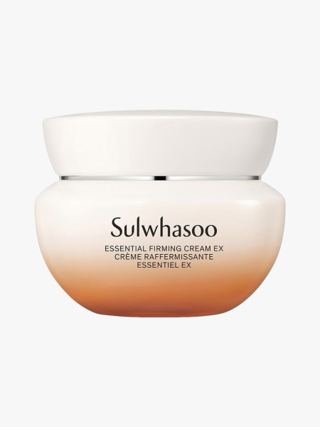 Sulwhasoo Essential Firming Cream EX white to orange jar on light gray background