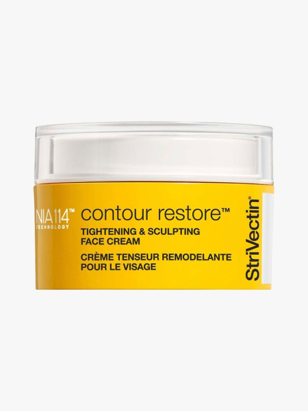 StriVectin Contour Restore Tightening & Sculpting Face Cream yellow jar on light gray background